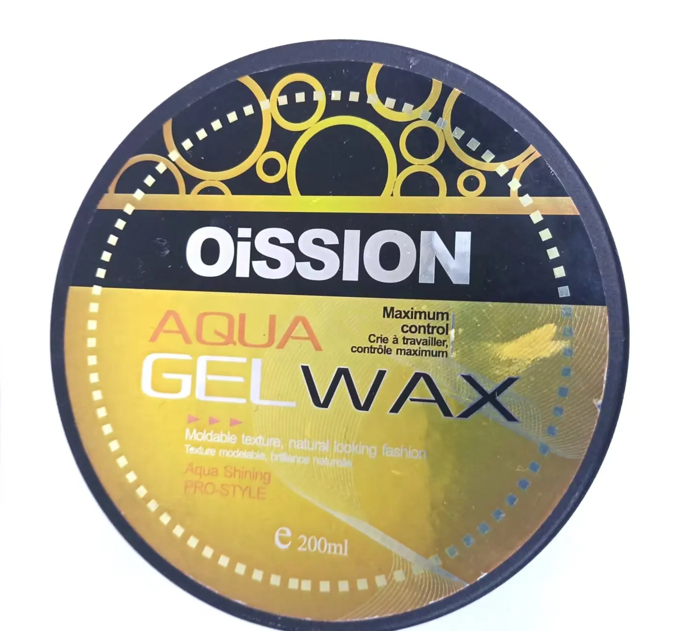 OISSION-CERA de gel Serie Platinum black, control máximo oragen aqua hair, textura moldeable de fuerza completa