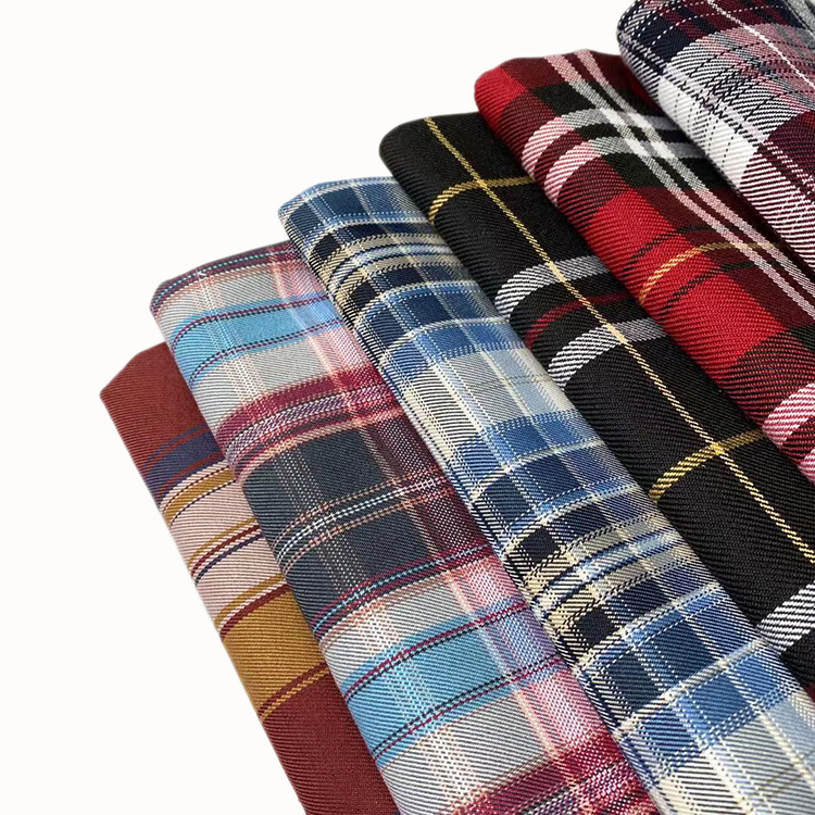 TR 65/35 checked school uniform skirt fabric