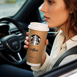 Disposable Double Wall Paper Coffee Cups with Waterproof Lid PLA Material for Dessert or Coffee Disposable Cups with Lid