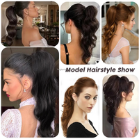 Faux Queue de Cheval Bouclée Courte à Trame Unique, Extension Capillaire Naturelle Ondulée avec Pince Griffe, Style Clip-On