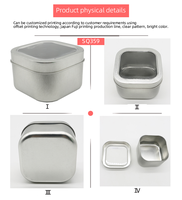 Boîte de rangement en métal avec fenêtre carrée de qualité alimentaire, impression de logo brillant personnalisée, boîte à thé pour sucre, bonbons, chocolat, boîte cadeau