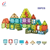 Jouet éducatif Chengji : Blocs de construction STEM OEM, blocs magnétiques colorés à assembler, thème dessin animé et fenêtre de ville, pour la reconnaissance des formes