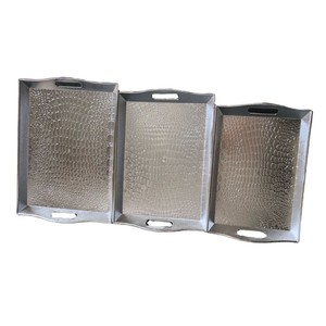 Châu Âu sang trọng vàng bạc hình chữ nhật khay nhựa với xử lý tái sử dụng PP phục vụ khay cho tiệc cưới - Product Image 3