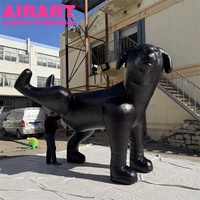 Sculpture de chiot gonflable surdimensionnée en tissu Oxford brillant noir, décoration artistique gonflable en forme d'animal pour exposition en extérieur