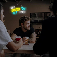 Neonawall En gros Enseigne néon LED personnalisée « It's Beer Time » avec indice de protection IP65, lumière murale USB pour décoration de bar, pub, chambre, fête, cadeau, ou pour la décoration de la « Man Cave »