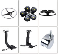 Accessoires de mobilier Pièces de chaise Base de chaise cinq étoiles en métal Quincaillerie de meuble Alliage d'aluminium couleur or et base chromée