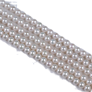 Collar de Perlas Redondas de Agua Dulce Blancas Naturales con Certificado de Terceros, Grado AA, 7-8 mm - Product Image 1