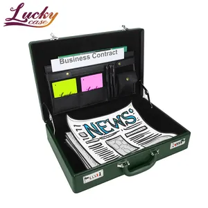 Unisex PU Briefcase High Quality Carrying Business Case Green Shockproof Briefcase