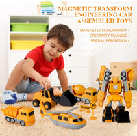 Jouets de construction transformables pour enfants, véhicules de construction à assembler soi-même avec boîte de rangement