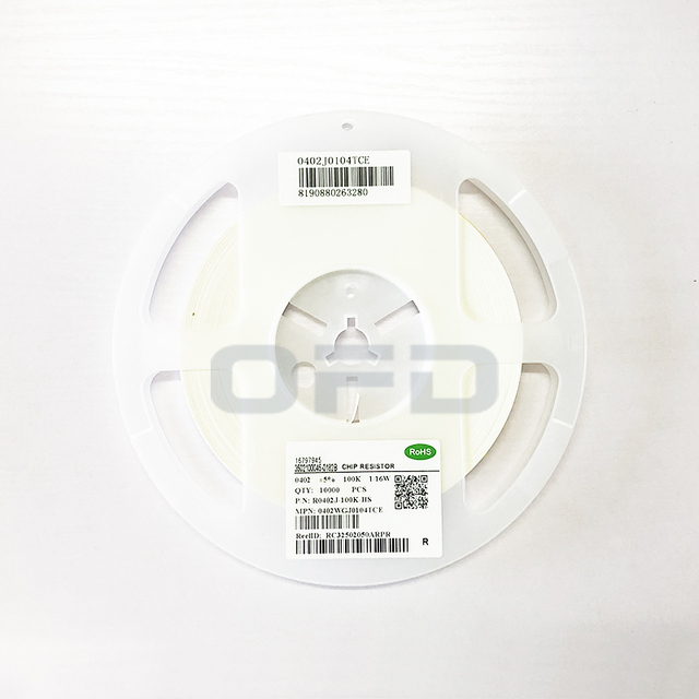 0402WGJ0104TCE 0402 100KΩ 5% 1/16W SMD Resistor 0402 1/16W 0.1-22M Ohm 5% Resistance Available 0402 1/16W 100K Ohm SMD Resistors