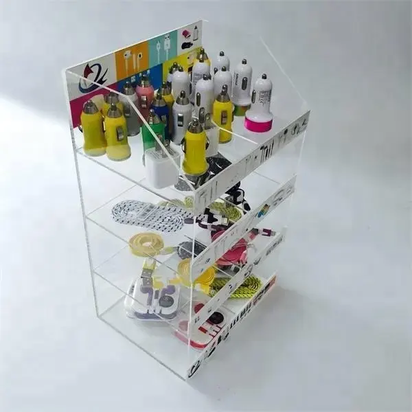 clear acrylic Customized retail store 5 layers Wholesale Mobile Phone Accessory Display Showcase for Cell Phone Accessories