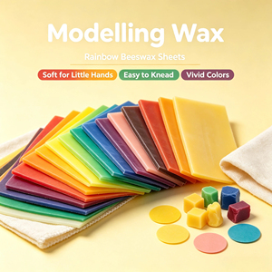 Feuilles <span class=keywords><strong>de</strong></span> cire d'abeille naturelle 6 couleurs, cire à modeler <span class=keywords><strong>de</strong></span> qualité supérieure, style moderne, cire d'abeille pour sculpture et modelage artistique - Product Image 3