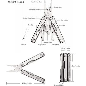 Outil multifonction SQT SQT2051 11 en 1 en acier inoxydable pliable professionnel pour le bricolage, le camping en plein air, les réparations à domicile, la survie et la randonnée - Product Image 2