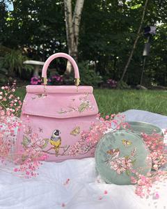 Винтажная Шарм вышитая тканевая упаковочная коробка для украшений круглая Бархатная мини-Серьги Браслет Дисплей Вышивка Цветы Подарочная коробка - Product Image 4