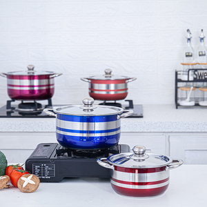 Nuovo arrivo Momo piroscafo gadget da cucina padelle in acciaio rosa Set di pentole per zuppa doppio manico in acciaio inossidabile fornello a induzione - Product Image 5