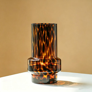 Vaso di Lusso in Vetro Grande con Stampa Leopardata, Vaso <span class=keywords><strong>Vintage</strong></span> per Fiori Idroponici, Decorazione da Tavolo per Soggiorno e Showroom - Product Image 5