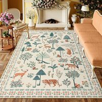 Tapis de sol ChamXue, style vintage, imprimé animaux de la forêt, en fausse fourrure de cachemire, lavable, antidérapant, pour chambre à coucher, canapé