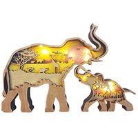 Ornements d'animaux en bois 3D personnalisés, décoration de la maison sculptée avec lumière led, creux, multicouches, affichage de la scène, ours, aigle, loup