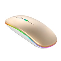Ratón Inalámbrico Ultra Delgado con Iluminación RGB, Modo Dual BT Recargable para Juegos en Computadora de Escritorio, Portátil y Tableta - Sin Pedido Mínimo