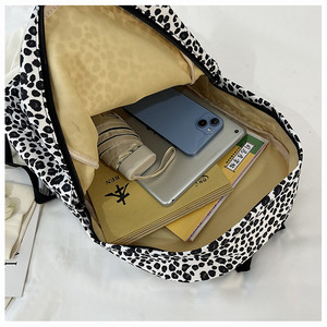 New Cross-border Unisex College Student Retro Leopard Print Nylon <b>Backpack</b> Air Cushion <b>Straps</b> Breathable Lightweight for High - Product Image 4
