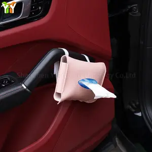 Caja de pañuelos de cuero para coche, caja de pañuelos, soporte para asiento trasero, caja de papel colgante, bolsa para servilletas, accesorios para coche