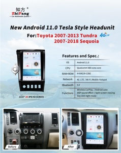 2K <span class=keywords><strong>Android</strong></span> 13 8 + 128GB DVD de coche para Toyota tundra 2007-2013 estilo Tesla coche Multimedia estéreo Radio Carplay 4G LTE - Product Image 6
