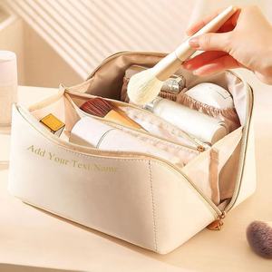 Factory Wholesale PU Leather Makeup Bag Custom Logo Waterproof Travel Bride Maids Square <b>Pillow</b> Cosmetic Bag - Product Image 5