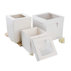 Sunshine 10x10 Transparent Window Pet Tall Cake Paperboard <b>Boxes</b> 12x12 Matt Lamination Recyclable Folders Birthday <b>Party</b> Food - Product Image 2