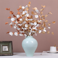 Plante verte artificielle en PE, branche unique, 9 fourches, 36 feuilles, eucalyptus, décoration d'intérieur, pour bouquet de chrysanthèmes