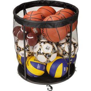 Vente en gros de support de basket-ball roulant intérieur extérieur, organisateur de stockage de balles de sport, chariot à balles avec roues verrouillées - Product Image 1