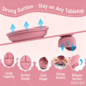 Ensemble d'Alimentation <span class=keywords><strong>pour</strong></span> Bébé en Silicone Sans BPA, Vaisselle Écologique <span class=keywords><strong>pour</strong></span> Enfants, Assiette à Ventouse et Bol d'Alimentation en Silicone <span class=keywords><strong>pour</strong></span> Bébé, Vente en Gros - Product Image 4