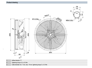 พัดลมแบบแกนขนาดใหญ่ ebm-papst รุ่น W4D710-CK01-05 ขนาด 710 มม. พัดลมระบายความร้อน AC สำหรับตู้ควบคุมอุตสาหกรรม ระบบระบายอากาศศูนย์ข้อมูล - Product Image 2