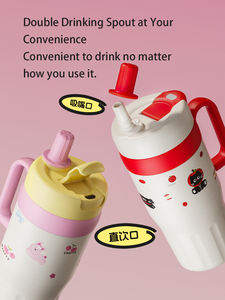 Taza de agua de gran capacidad con mango Taza de plástico de alto nivel de apariencia de verano Almacén de té Taza de hielo Bully - Product Image 6