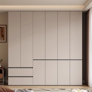 Armarios de Dormitorio de Madera Maciza con Puertas Seccionales Abatibles, Fabricante Mayorista de Conjuntos de Muebles de Dormitorio Minimalistas en Tono Gris - Product Image 4