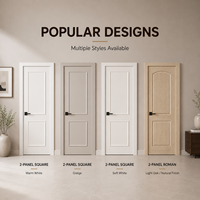 Porte intérieure peinte en blanc crème, panneau supérieur cintré, design à 2 panneaux, panneaux encastrés, finition mate lisse, taille personnalisée pour la maison