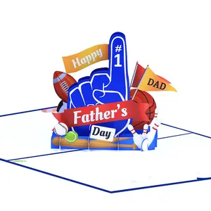 Father's Day No.1 Pop Up Card High Quality Thank You Get Well Soon Good Luck Handmade Laser Cutting 3D Pop Up Card
