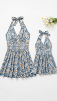 Maillots de bain Blue Daisy pour maman et moi, maillots de bain une pièce à jupe, vêtements de plage