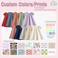 Robes en coton pour filles, imprimés personnalisés, couleurs et tailles variées, robe à manches bouffantes, vêtements décontractés d'été pour tout-petits, enfants, vente en gros