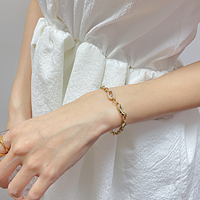 Bracelet chaîne à maillons réglable en acier inoxydable plaqué or PVD pour femme, avec zircone 5A, résistant au ternissement et à l'eau