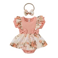 Ensemble Robe-Combinaison R&B pour Bébé Fille, Coton Biologique, Grenouillères Fille Manches Courtes, Vêtements Nouveau-né, Ensembles de Vêtements pour Bébés
