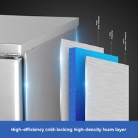 Plan de travail réfrigéré commercial en acier inoxydable, congélateur, comptoir réfrigérant, capacité 360L, modèle sous-comptoir argenté