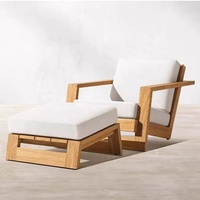 Ensemble de canapés de jardin DEPHOON en teck moderne, résistant à l'eau, protection solaire, durable, pour jardin, villa, cour, patio