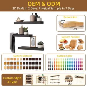 Dachuang Wood Art Floating Wall <b>Shelf</b> Rectangle Durable Wall Mounted Storage <b>Rack</b> For Home Decor - Product Image 4
