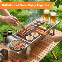 Barbecue en acier Corten, mini barbecue pliable, réchaud à charbon de bois, barbecue portable avec brochettes rotatives