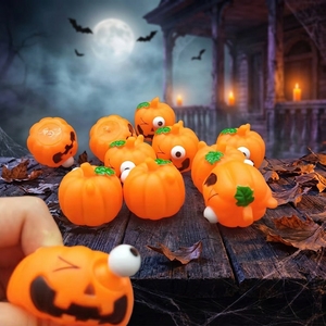Eye Popping Pumpkin Squeeze Toy - Soft PVC Decompression <b>Fidget</b> for Kids, Halloween Party Favors & Stress Relief - Product Image 1