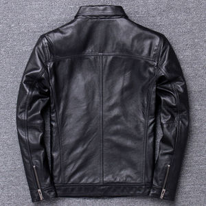 Veste de Motard Vintage Vieillie en Simili Cuir Texturé à Col Revers Style Rétro pour <span class=keywords><strong>Homme</strong></span> - Product Image 3