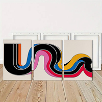 HAOWAI OEMODM 3pcs Cetakan Abstrak Boho Warna-warni, Seni Dinding 3 Panel Gaya Art Deco, Poster Seni Dekorasi Ruang Tamu Kamar Tidur yang Hangat