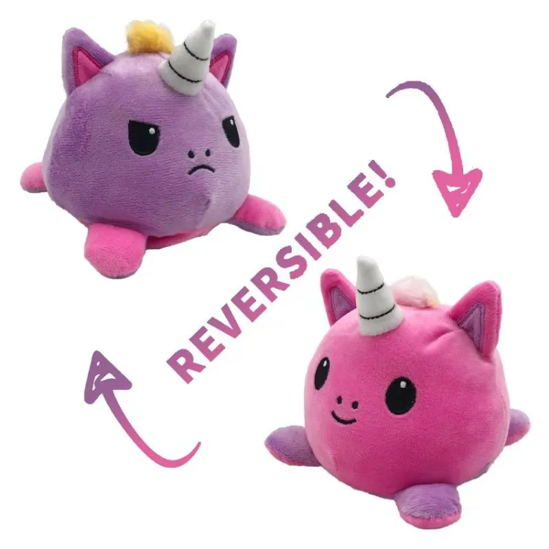 New product flip unicorn doll double-sided expression angry and happy plush toy reversible doll flip toys unicorn