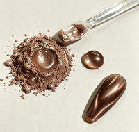 Pigment magnétique en aluminium effet œil de chat 9D marron mocha métallique pour vernis à ongles en gel, salon et manucure DIY