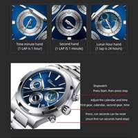 Montre à quartz pour homme CHENXI 956 en acier inoxydable, cadran rond, étanche, aiguilles lumineuses, date automatique, montre-bracelet sport décontractée